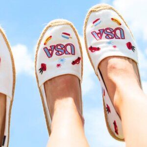 NEW SOLUDOS The Original Embroidered Espadrille Shoes white 257 3M4T
